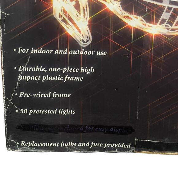 Christmas Reindeer Lighted Silhouette 20" Double Sided In Original Box Vintage - Picture 9 of 9